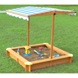 OPENBOX Merry Garden Sandbox With Canopy Natural Stain