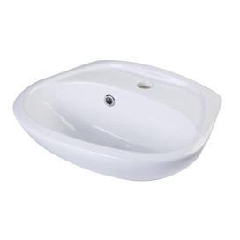 ALFI brand AB106 White Small Porcelain Wall Mount Basin with Overflow