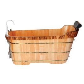 ALFI brand AB1148 59 Free Standing Wooden Bathtub with Chrome Tub Filler