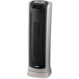 23 In. Ceramic Tower Heater with Remote Control - Silver-Gray / Black