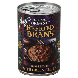 AMYS, BEAN REFRIED GRN CHILI GF, 15.4 OZ, (Pack of 12)