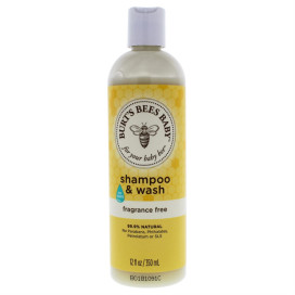 Baby Shampoo and Wash Fragrance Free by Burts Bees for Kids - 12 oz Shampoo and Body Wash