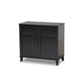 Baxton Studio Glidden Modern and Contemporary Dark Grey Finished 4-Shelf Wood Shoe Storage Cabinet
