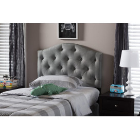 Baxton Studio Myra Modern and Contemporary Grey Fabric Upholstered Button-Tufted Scalloped Twin Size Headboard