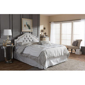 Baxton Studio Cora Modern and Contemporary Grayish Beige Fabric Upholstered Queen Size Headboard