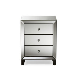 Baxton Studio Chevron Modern and Contemporary Hollywood Regency Glamour Style Mirrored 3-Drawers End Table
