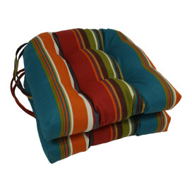 16-inch Outdoor Spun Polyester U-shaped Tufted Chair Cushions (Set of 2) - Westport Teal