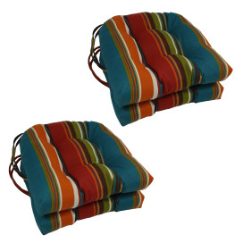 16-inch Outdoor Spun Polyester U-shaped Tufted Chair Cushions (Set of 4) - Westport Teal
