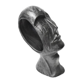 12 Inch Tabletop Accent Decor, Metal, Island Statue Face Replication, Gray