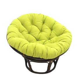 42-Inch Rattan Papasan Chair with Solid Twill Cushion -Mojito Lime