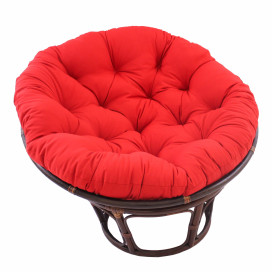 42-Inch Rattan Papasan Chair with Solid Twill Cushion -Red