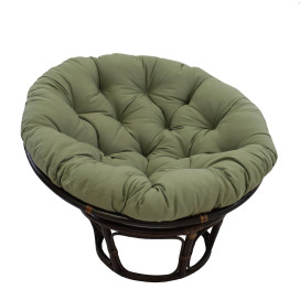 42-Inch Rattan Papasan Chair with Solid Twill Cushion -Sage