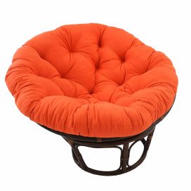 42-Inch Rattan Papasan Chair with Solid Twill Cushion -Tangerine Dream