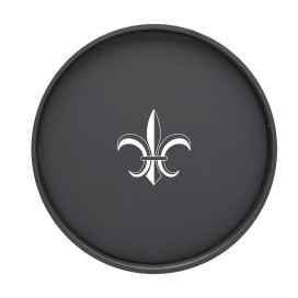 Kasualware 14 Inches Round Serving Tray Black Fleur De Lis