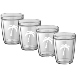 Kasualware 14 Oz. Doublewall Short Drink Palm Tree Set/4