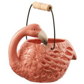 10 Ceramic Pink Flamingo Candleholder