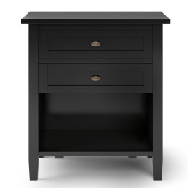 Warm Shaker SOLID WOOD 24 inch Wide Transitional Bedside Nightstand Table in Black