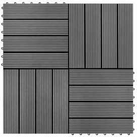 WPC Tiles 11.8"x11.8" 11 pcs 11 ft Gray