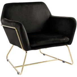 Lilola Home Black Keira Velvet Accent Chair with Metal Base